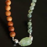 Tranquil Green Prehnite & Cypress Wood Convertible Magnetic Beaded Necklace - floysun