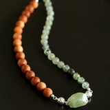 Tranquil Green Prehnite & Cypress Wood Convertible Magnetic Beaded Necklace - floysun