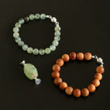 Tranquil Green Prehnite & Cypress Wood Convertible Magnetic Beaded Necklace - floysun