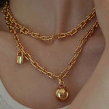 Trendy Gold Plated U - shaped Thick Chain Necklace - floysun