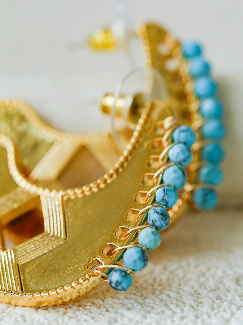 Tribal Echo Carved Totem Cutout Earrings - Gold - floysun