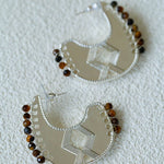Tribal Echo Carved Totem Cutout Earrings - Silver - floysun