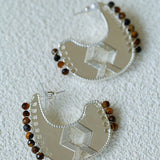 Tribal Echo Carved Totem Cutout Earrings - Silver - floysun
