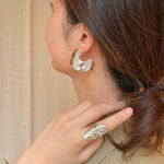 Tribal Echo Carved Totem Cutout Earrings - Silver - floysun