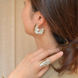 Tribal Echo Carved Totem Cutout Earrings - Silver - floysun