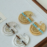 Tribal Echo Totem Stone Hoop Earrings - Gold - floysun
