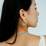 Tribal Echo Totem Stone Hoop Earrings - Gold - floysun