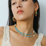 Tribal Echo Totem Stone Hoop Earrings - Gold - floysun