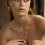 Tribal Echo Totem Stone Hoop Earrings - Gold - floysun