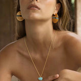 Tribal Echo Totem Stone Hoop Earrings - Gold - floysun