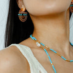 Tribal Echo Totem Stone Hoop Earrings - Gold - floysun