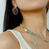Tribal Echo Totem Stone Hoop Earrings - Gold - floysun