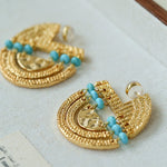 Tribal Echo Totem Stone Hoop Earrings - Gold - floysun