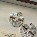 Tribal Echo Totem Stone Hoop Earrings - Silver - floysun