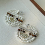 Tribal Echo Totem Stone Hoop Earrings - Silver - floysun