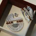 Tribal Echo Totem Stone Hoop Earrings - Silver - floysun