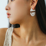 Tribal Echo Totem Stone Hoop Earrings - Silver - floysun