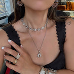 Tribal Echo Totem Stone Hoop Earrings - Silver - floysun