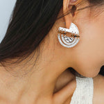 Tribal Echo Totem Stone Hoop Earrings - Silver - floysun