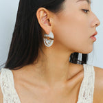 Tribal Echo Totem Stone Hoop Earrings - Silver - floysun