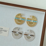 Tribal Echo Totem Stone Hoop Earrings - Silver - floysun