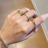 Tribal Totem Adjustable Beaded Ring - Green Garnet - floysun