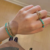 Tribal Totem Adjustable Beaded Ring - Green Garnet - floysun