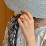 Tribal Totem Adjustable Beaded Ring - Green Garnet - floysun