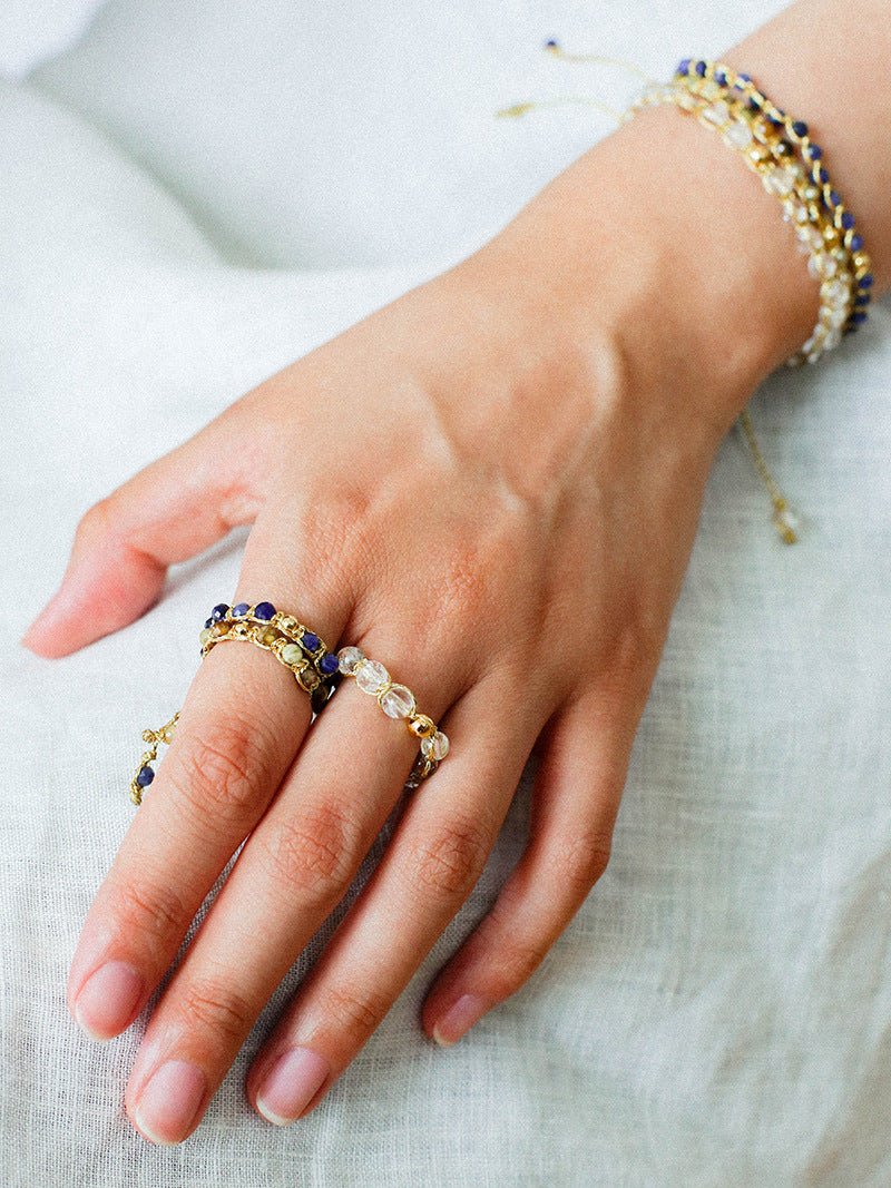 Tribal Totem Adjustable Beaded Ring - Lapis Lazuli - floysun