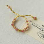 Tribal Totem Adjustable Beaded Ring - Pink Tourmaline - floysun