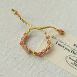 Tribal Totem Adjustable Beaded Ring - Pink Tourmaline - floysun