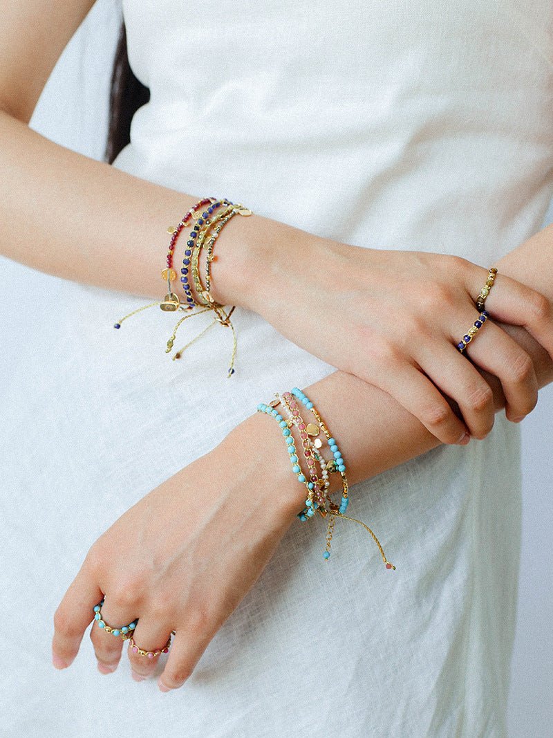 Tribal Totem Colorful Gemstone Braided Adjustable Bracelet - Clear Quartz - floysun