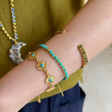 Tribal Totem Colorful Gemstone Braided Adjustable Bracelet - Green Garnet - floysun