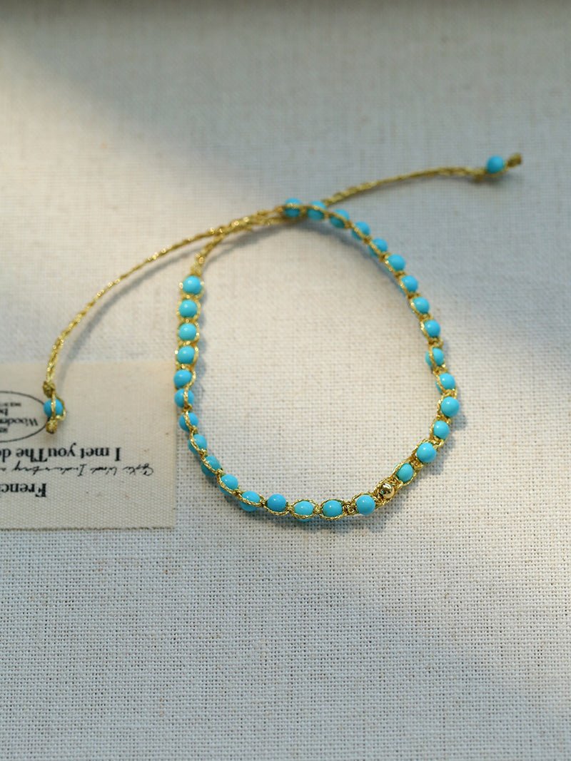 Tribal Totem Colorful Gemstone Braided Adjustable Bracelet - Green Garnet - floysun
