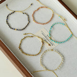 Tribal Totem Colorful Gemstone Braided Adjustable Bracelet - Green Garnet - floysun