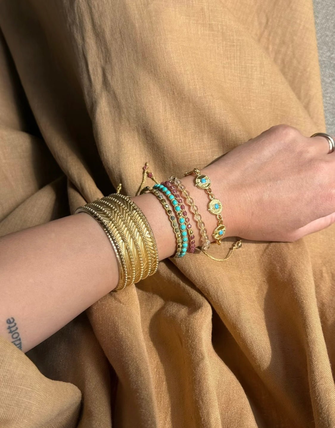 Tribal Totem Colorful Gemstone Braided Adjustable Bracelet - Green Garnet - floysun