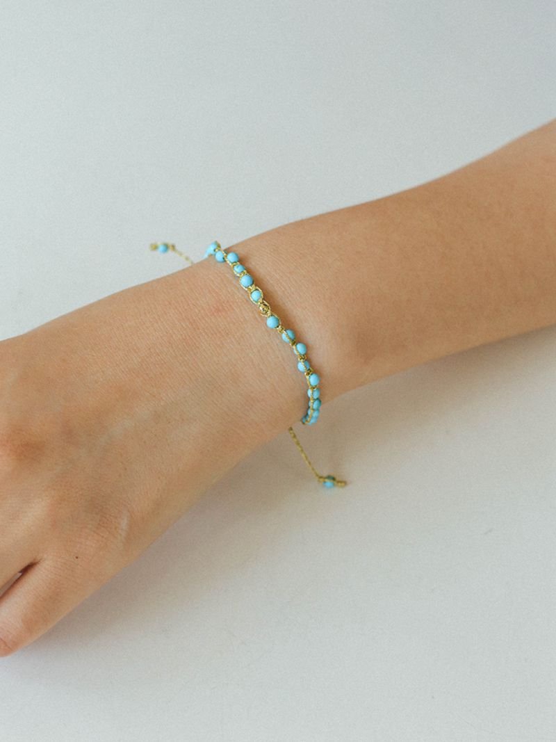Tribal Totem Colorful Gemstone Braided Adjustable Bracelet - Turquoise - floysun