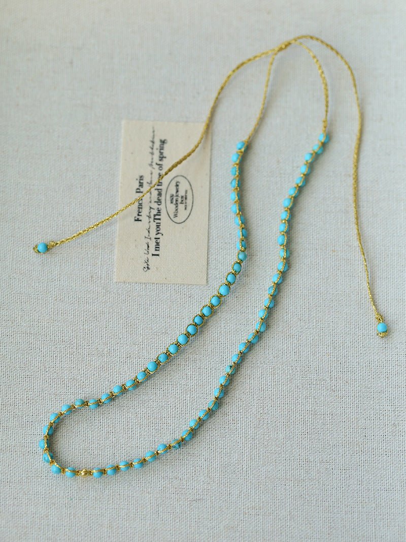 Tribal Totem Colorful Gemstone Braided Adjustable Necklace - Green Garnet - floysun