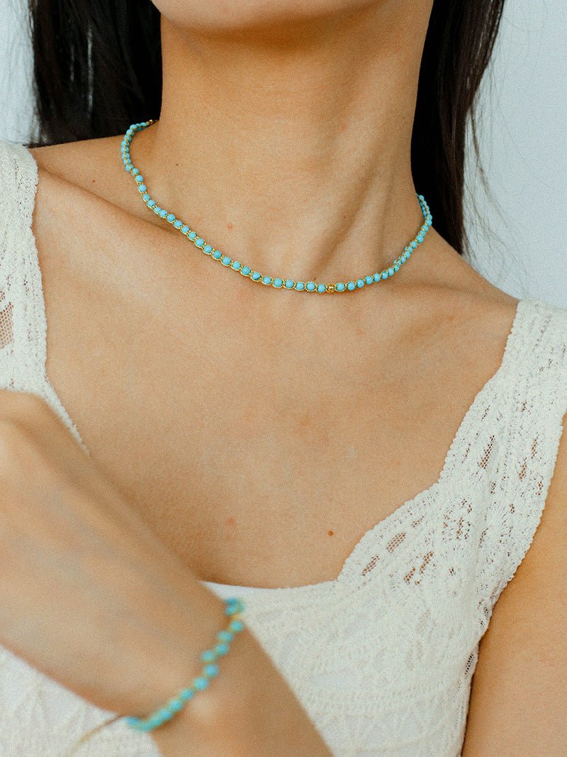 Tribal Totem Colorful Gemstone Braided Adjustable Necklace - Green Garnet - floysun