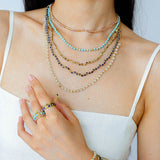 Tribal Totem Colorful Gemstone Braided Adjustable Necklace - Green Garnet - floysun