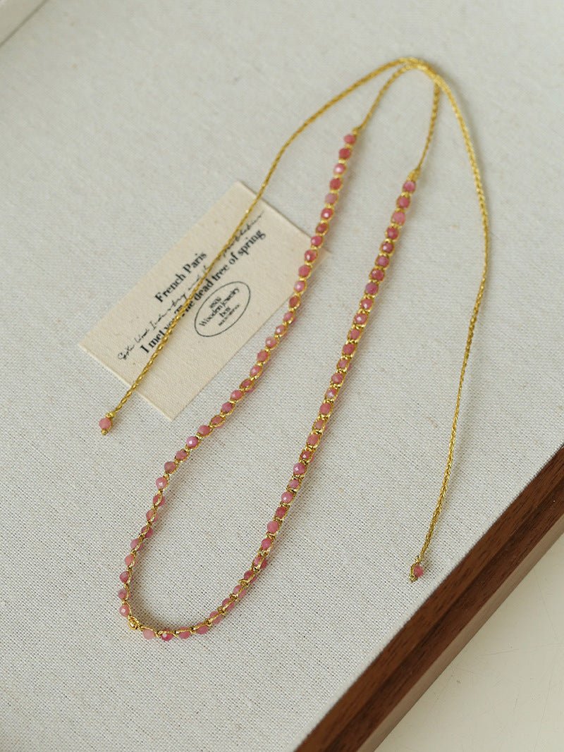Tribal Totem Colorful Gemstone Braided Adjustable Necklace - Green Garnet - floysun
