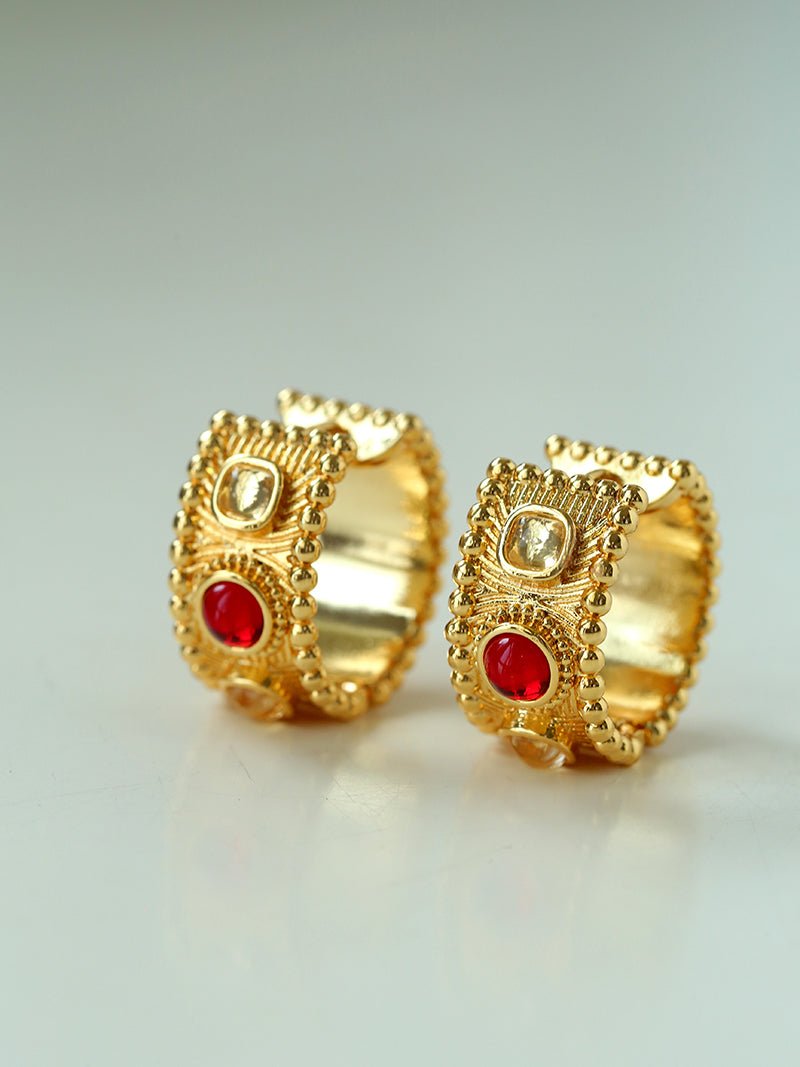 Tribal Totem Gemstone Beaded Hoop Earrings - floysun