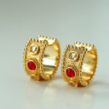 Tribal Totem Gemstone Beaded Hoop Earrings - floysun