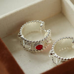 Tribal Totem Gemstone Beaded Hoop Earrings - Silver - floysun