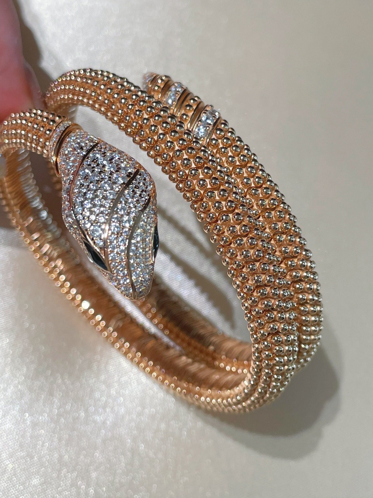 Triple Coil Snake Bangle – Studded Vintage Edition - floysun