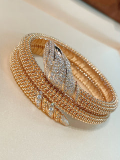 Triple Coil Snake Bangle – Studded Vintage Edition - floysun
