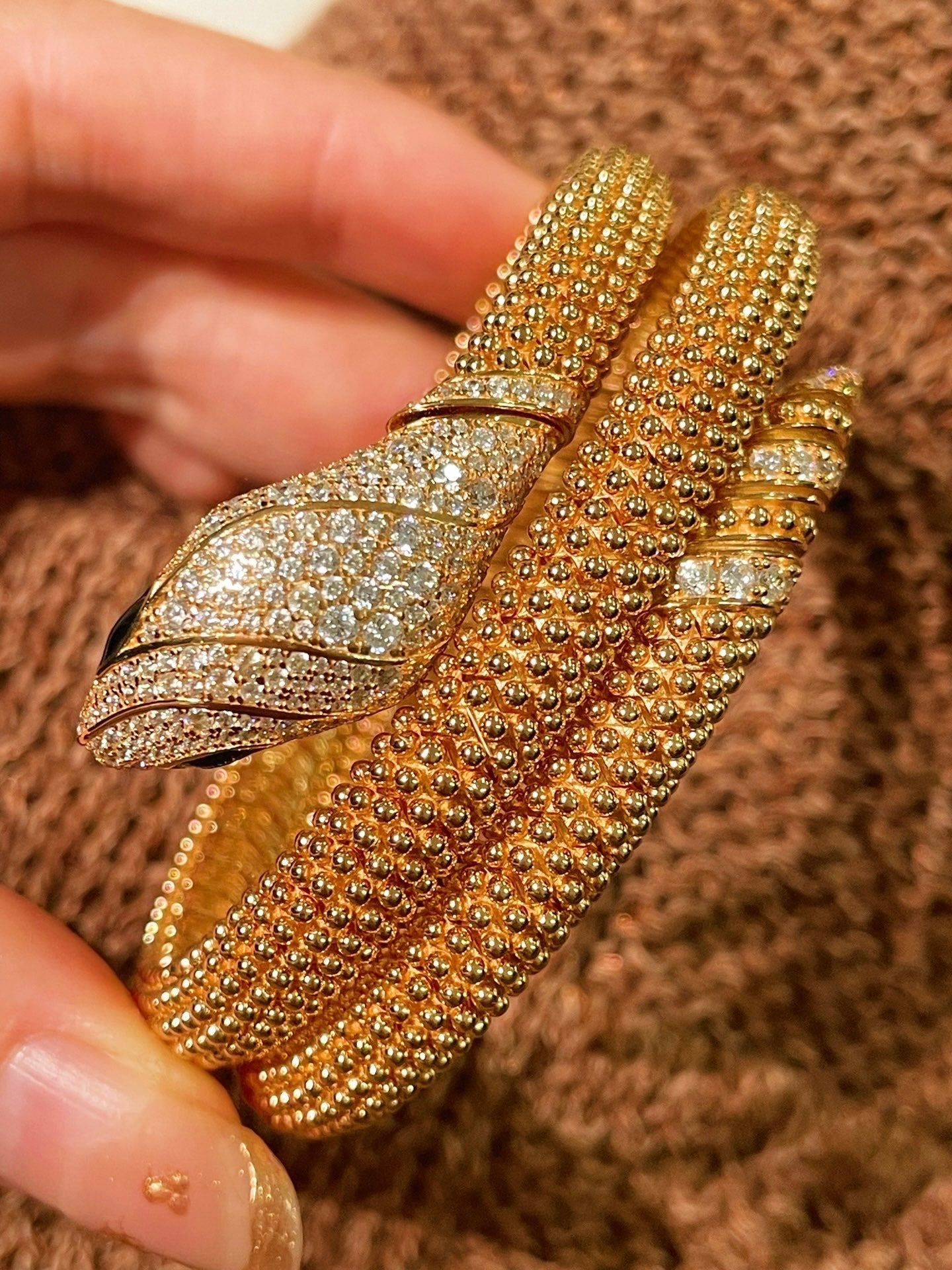 Triple Coil Snake Bangle – Studded Vintage Edition - floysun