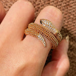 Triple Coil Studded Serpent Ring - floysun