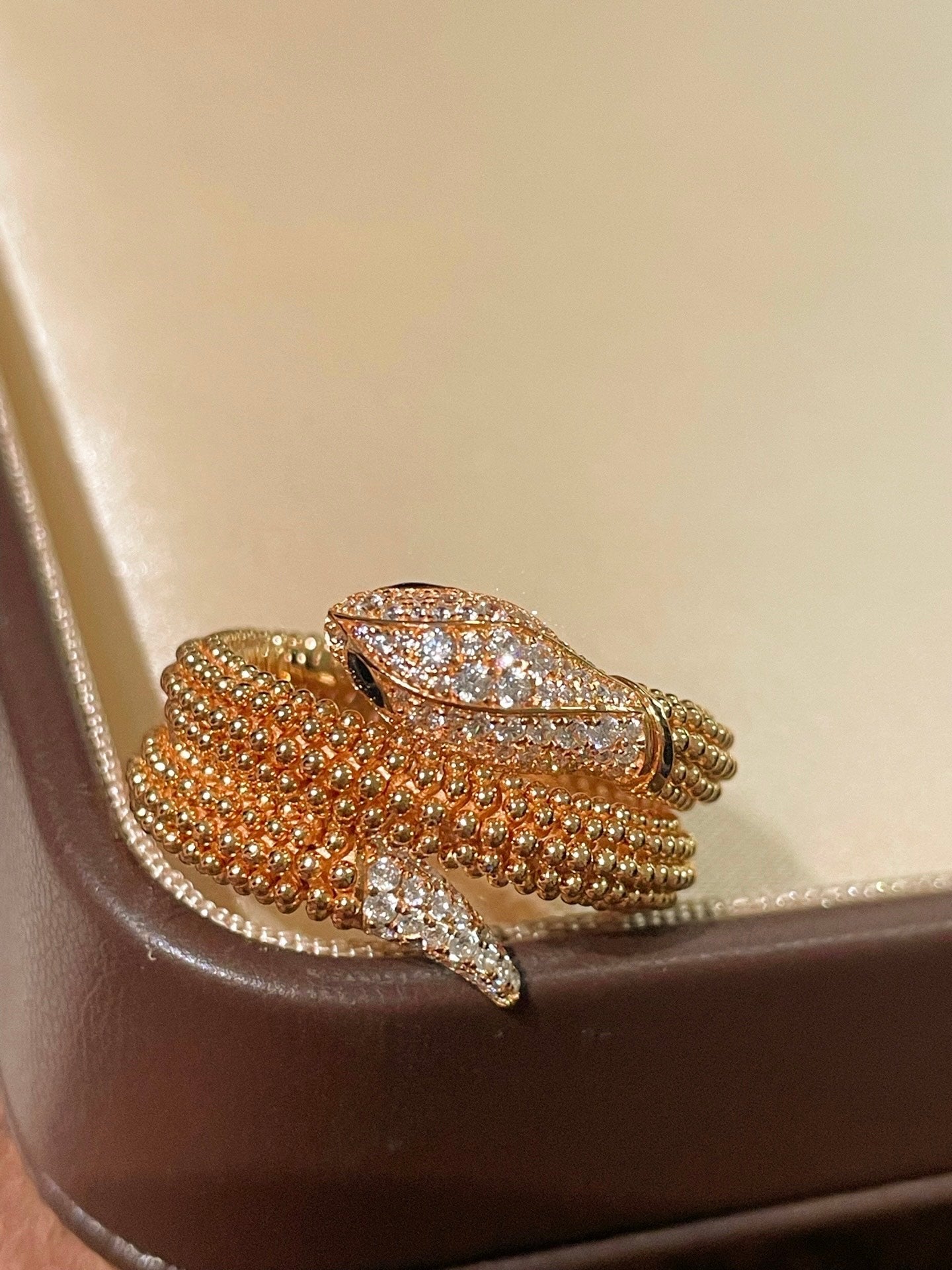 Triple Coil Studded Serpent Ring - floysun