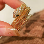 Triple Coil Studded Serpent Ring - floysun